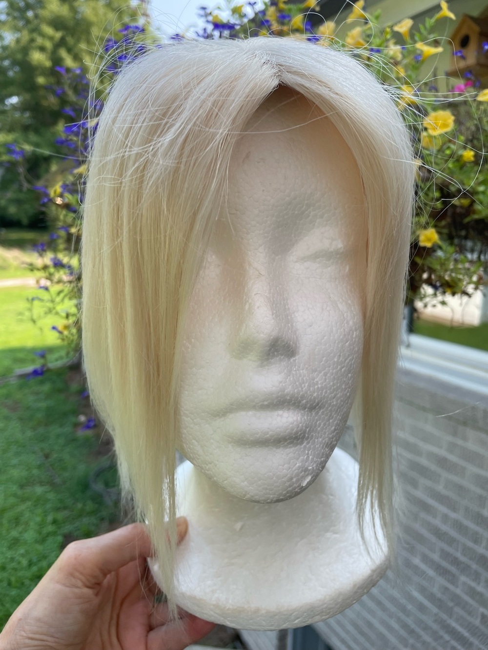 NWT 11-12”100% human REMY hair #60#613 vanilla blonde cream topper HANDTIED SILK - Picture 10 of 12